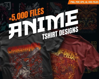 Super Bundle Anime Premium Pack T-shirtontwerpen, +5000 anime-ontwerpen voor t-shirts svg, png, pdf