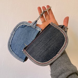 Monedero reciclado Monedero pequeño de mezclilla Monedero vintage Lindo monedero llavero Monedero de mezclilla Monedero de jeans reciclados para monedas