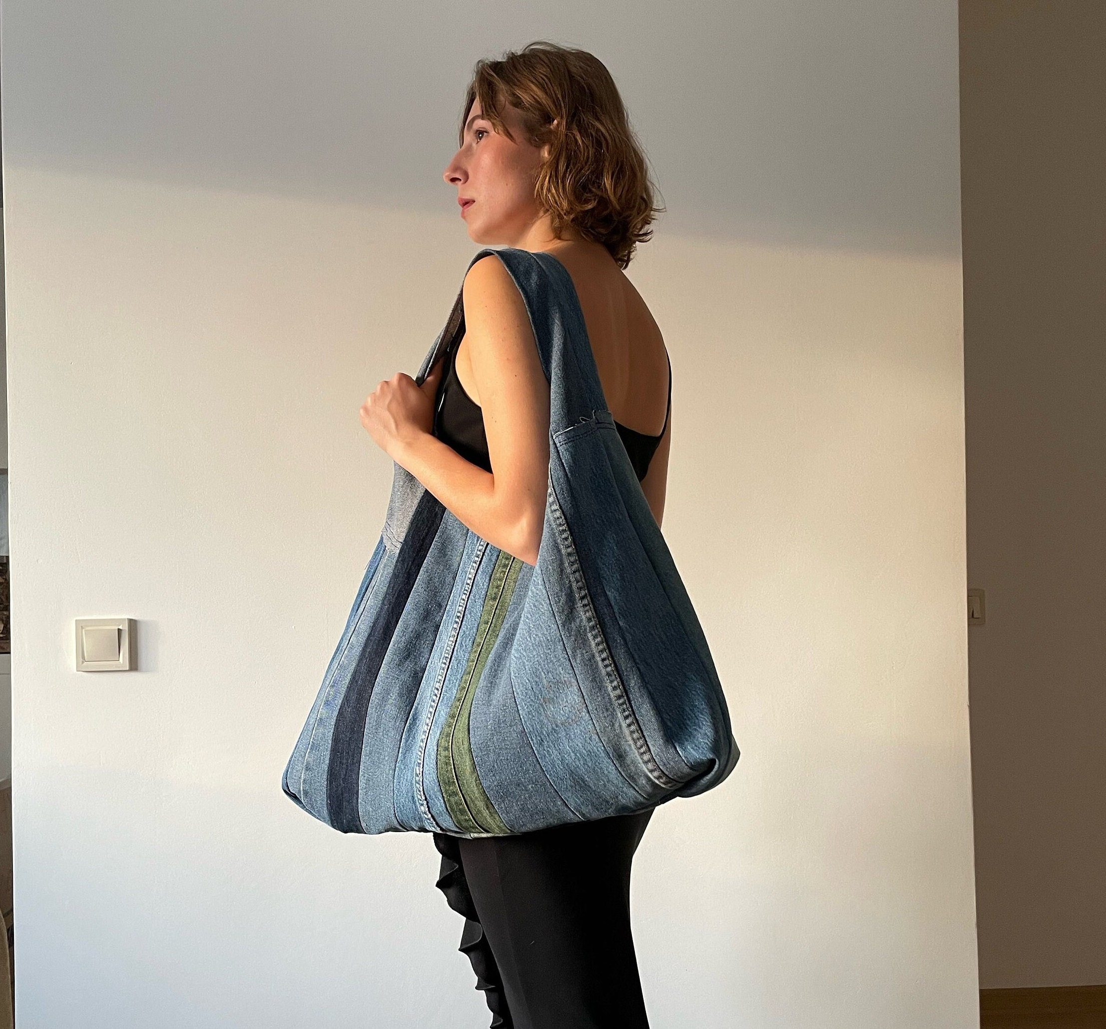 美品 RRL TRIM DENIM TOTE BAG RRL Leroy Leather-Trim Denim Tote Indigo | Cultizm
