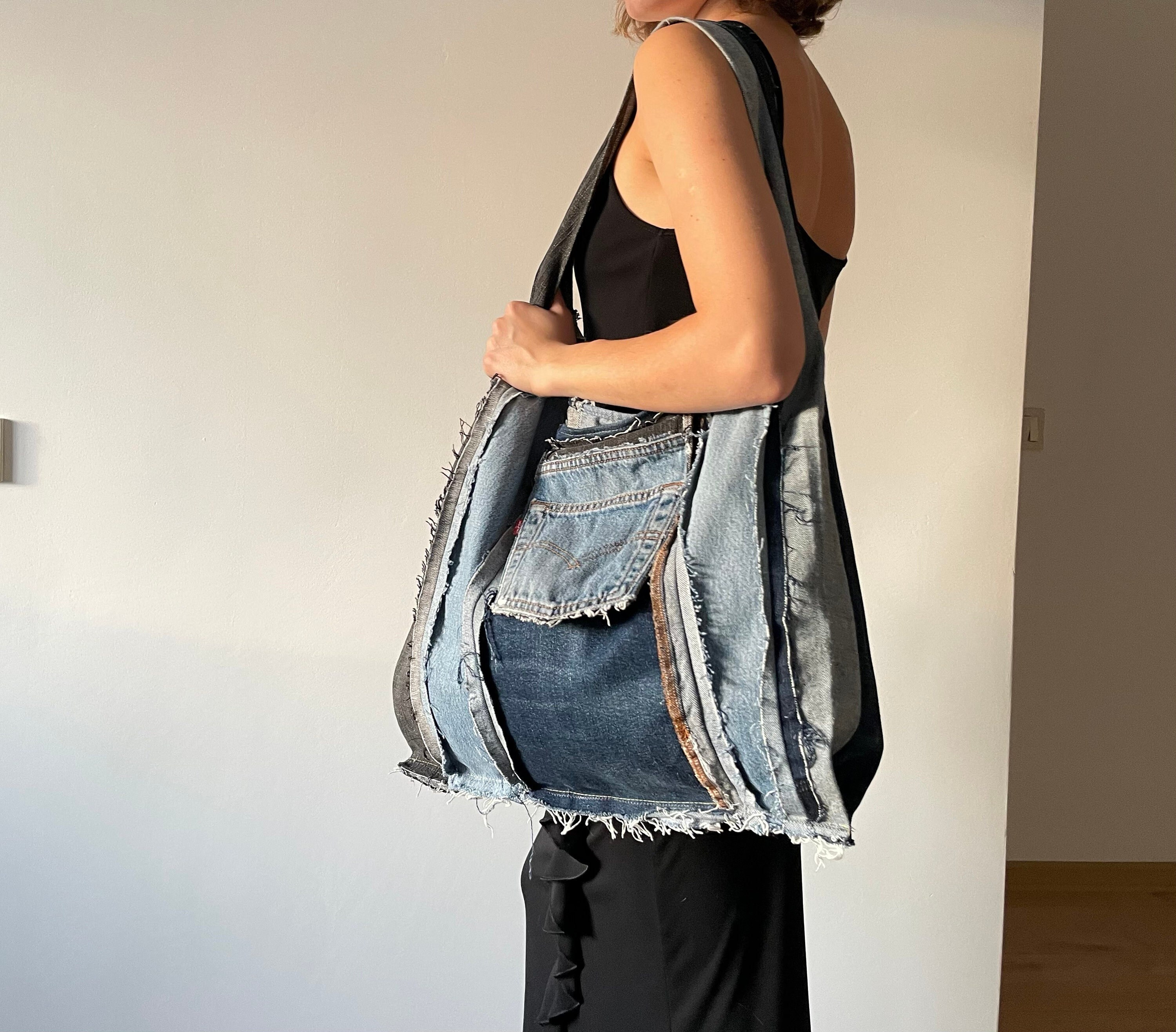 Vintage Denim Bag Large Size Bag Double Sided Bag Tote Bag Upcycled Jeans Bag With Frayed Edges One-of-a-kind Denim Bag Sustainable Gift - Etsy Vintage Denim Bag Large Size Bag Double Sided Bag Tote Bag Upcycled Jeans Bag With Frayed Edges One-of-a-kind Denim Bag Sustainable Gift - Etsy