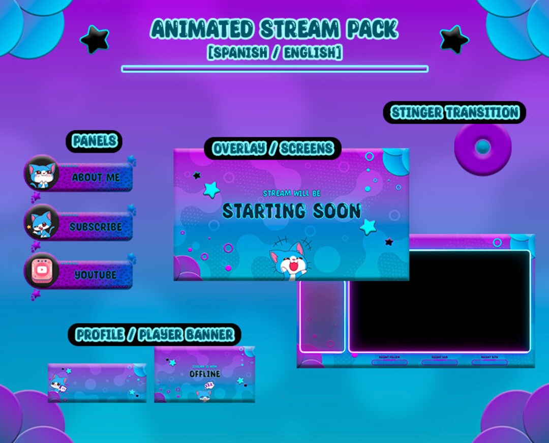 Animated Stream Overlay spanish / english - Etsy México