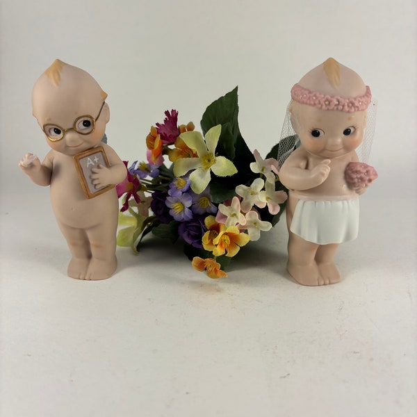 1990's Two Jesco Kewpie Figurines-Bride and Teacher