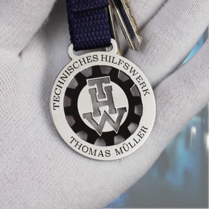 Llavero THW personalizado / Llavero de acero inoxidable con grabado / Regalo para miembros de THW