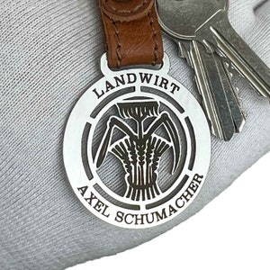Farmer Pendant | Farmer Gift | Personalized Keychain | Keychain with Engraving | Stainless Steel Pendant
