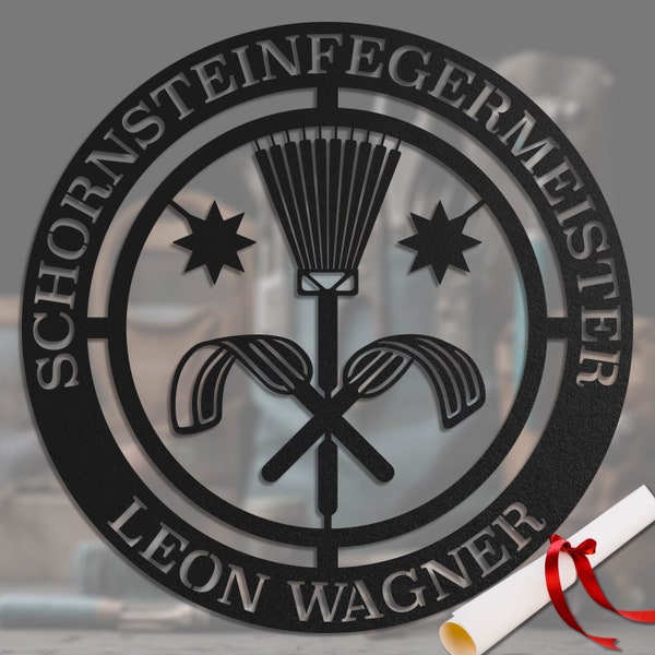 Zunftzeichen Schornsteinfegermeister – Hochwertiges Metallschild, Wanddekoration, Symbol für Meister des Handwerks, Geschenk für Kaminkehrer