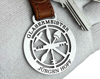 Glazier Master Keychain | Glazier Gift | Personalized Keychain | Keychain with Engraving | Stainless Steel Pendant
