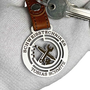 Welding Technician Pendant | Welder Gift | Personalized Keychain | Keychain with Engraving | Stainless Steel Pendant