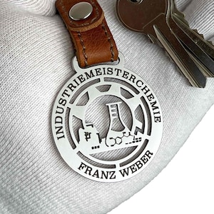 Industrieel scheikundig ingenieur hanger | Vakmancadeau | Gepersonaliseerde sleutelhanger | Sleutelhanger met gravure | Roestvrijstalen hanger