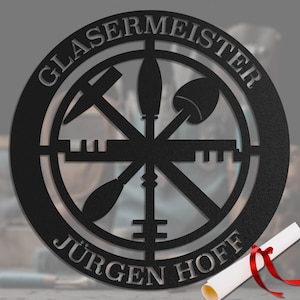 Glaser Handwerk Zunft Logo T-Shirt - Berufsbekleidung Für Glaser