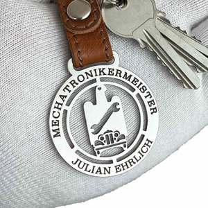 Master mechatronica-hanger | Mechatronica cadeau | Gepersonaliseerde sleutelhanger | Sleutelhanger met gravure | Roestvrijstalen hanger