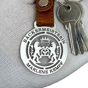 Bagarhänge | Hantverkspresent | Personlig nyckelring | Nyckelring med gravyr | Hänge i rostfritt stål