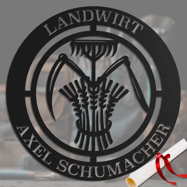 Zunftzeichen Landwirt – Metallschild, Ideal für Landwirtschaft & Bauernhof, Perfekte Wanddeko, Geschenk für Landwirtschaftsprofis