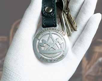 Master Carpenter Pendant | Carpenter Gift | Personalized Keychain | Keychain with Engraving | Stainless Steel Pendant