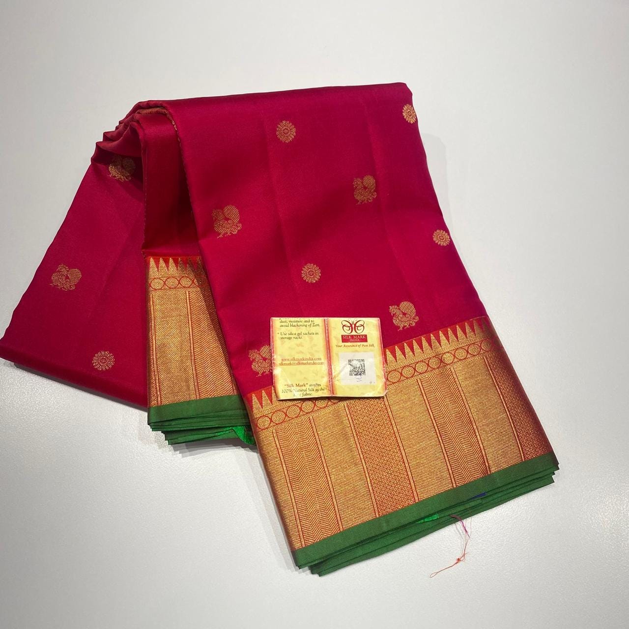 Red Kanchipuram Silk Saree: Handwoven Indian Wedding Sari
