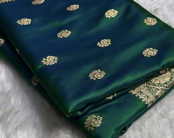 Green Shades Boota Pattern Mashru Katan Banarasi Silk Saree: Indian Wedding Saree
