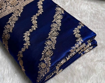 Royal Blue Banarasi Silk Saree: Mashru Katan with Swarovski Stones