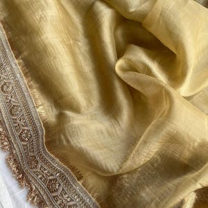 Golden Colour Handloom Pure Kora Banarasi Silk Saree | Indian Traditional l Ethnic Saree |Wedding or Party Wear Saree.