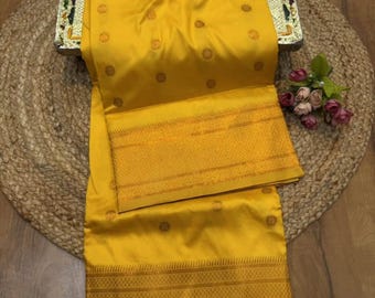Yellow Paithani Silk Saree: Handwoven Indian Bridal Sari