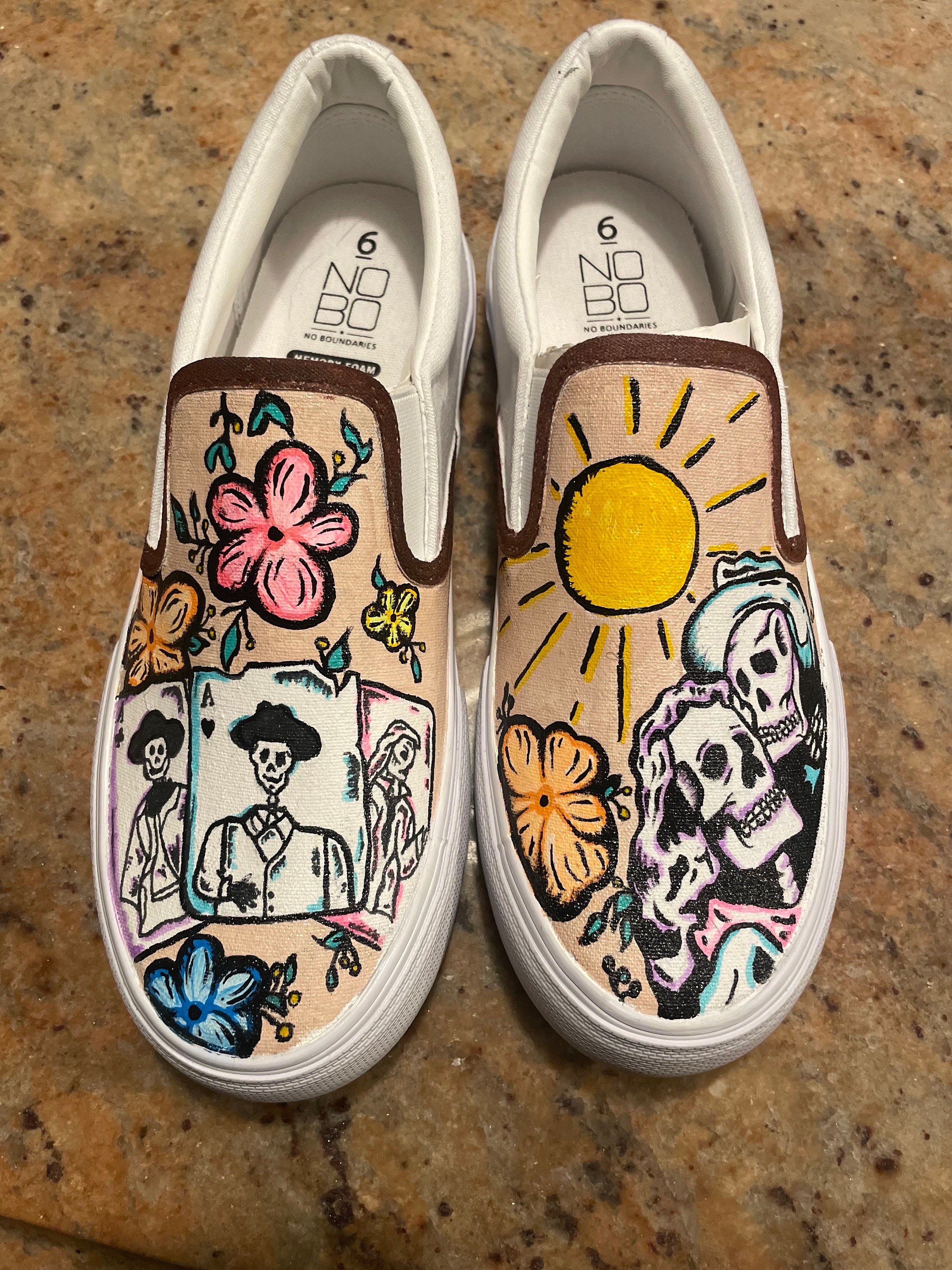 Womens Handpainted Western Slip on Sho Etsy