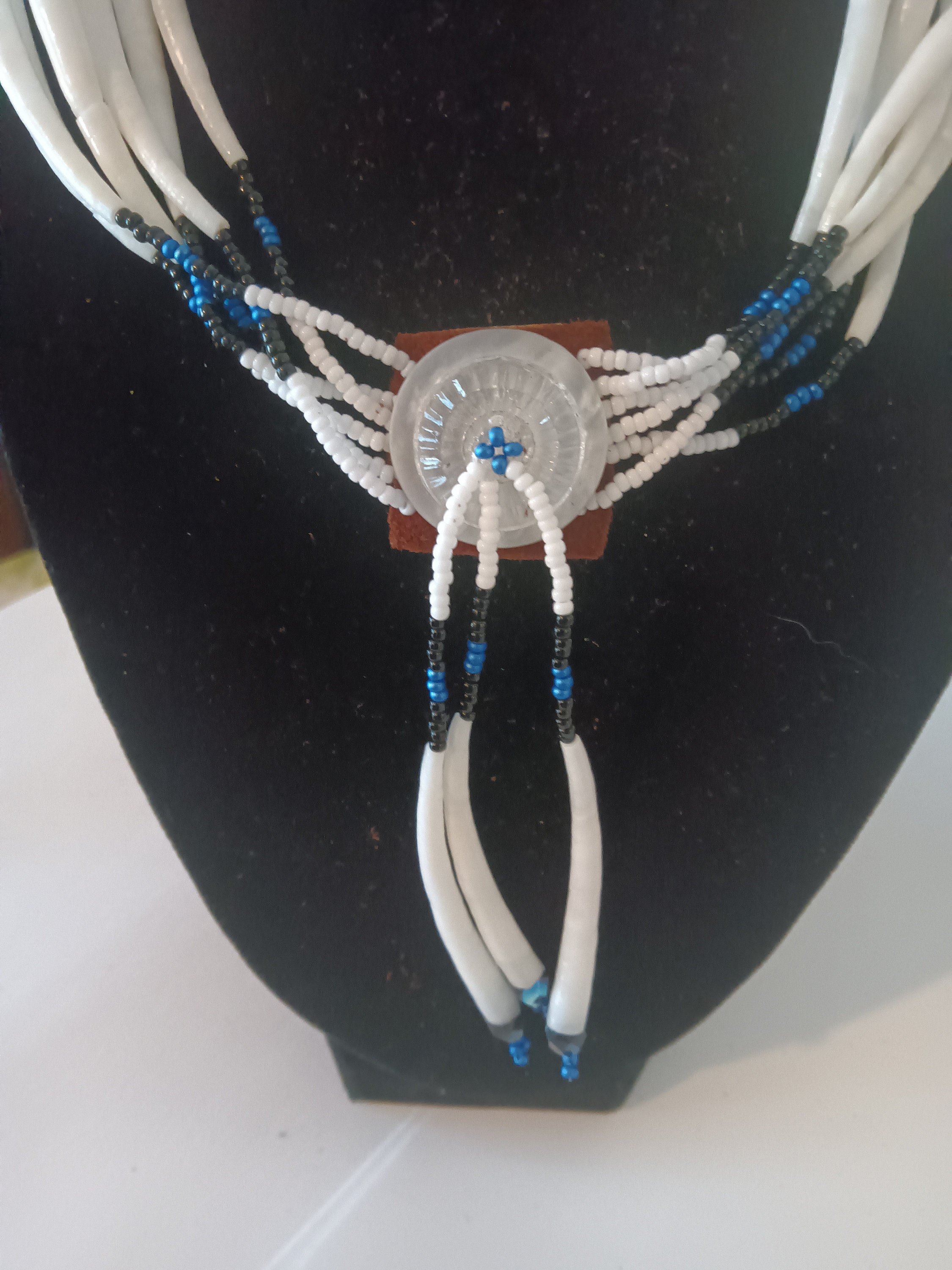 Native American Dentalium Shell Beaded Necklace With Antique Glass and ...