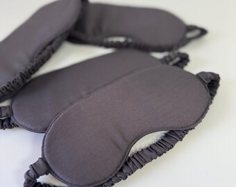 Handgefertigte dunkelgraue Satin Schlafmaske: 100% Baumwolle