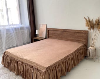 Natural 100 % cotton Cacao Bed Skirt/Ruffled bed skirt/Bed skirt Queen,King,Full,Twin and custome size avaible