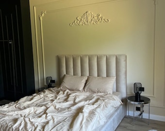 Beige Stripe Satin Bedding Set: 100% Cotton Duvet Cover, Pillowcases