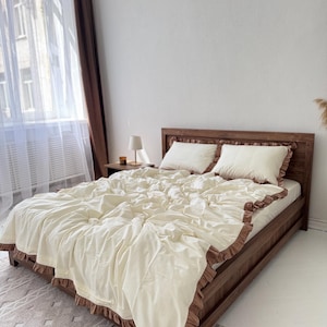 Bedding Set ruffles – 100% Cotton .4 Piece Set:Duvet Cover,2 Pillowcases, Fitted Sheet or Flat Sheet.Custom Size