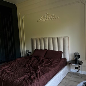 Bedding set full brown  Stripe satin 100% cotton.4 Piece Set : Duvet Cover, 2 Pillowcases, Fitted Sheet or Flat Sheet