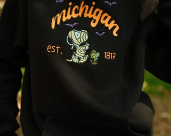 Halloween embroidered Michigan hoodie
