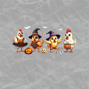 Retro Halloween Chicken Png, Chick Or Treat Png, Funny Spooky Chicken Png, Trendy Halloween Design, Spooky Season Png, Pumpkin Png, Digital
