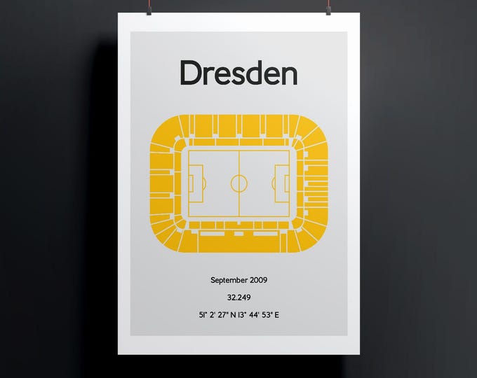 Minimalist illustration of a football stadium, poster design for home and office, Dresden