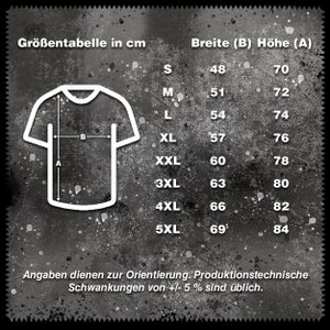 May include: Size chart for a t-shirt in centimeters. The chart shows the width and height of the shirt in centimeters for sizes S through 5XL. The chart also includes a diagram of a t-shirt with the measurements labeled.