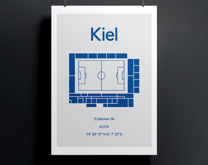 Minimalist illustration of a football stadium, poster design for home and office, Kiel
