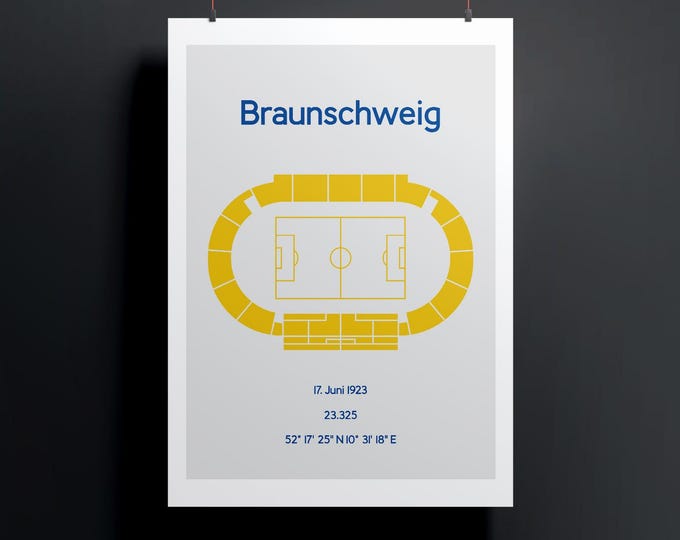 Minimalist illustration of a football stadium, poster design for home and office, Braunschweig