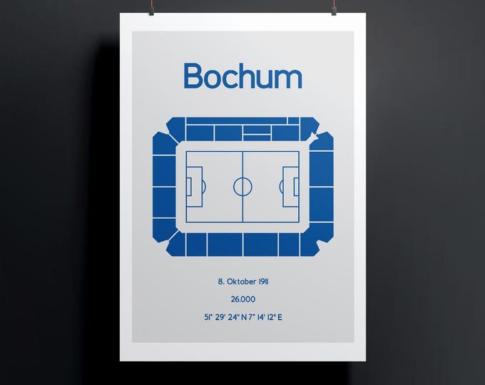 Minimalist illustration of a football stadium, poster design for home and office, Bochum