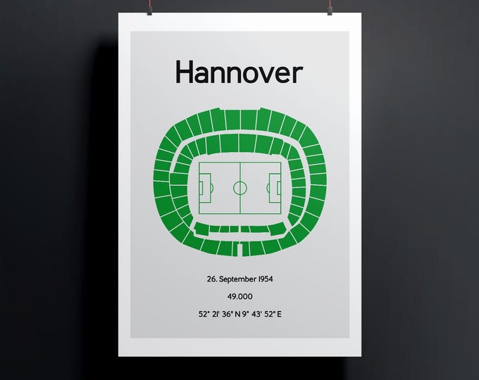 Minimalist illustration of a football stadium, poster design for home and office, Hanover