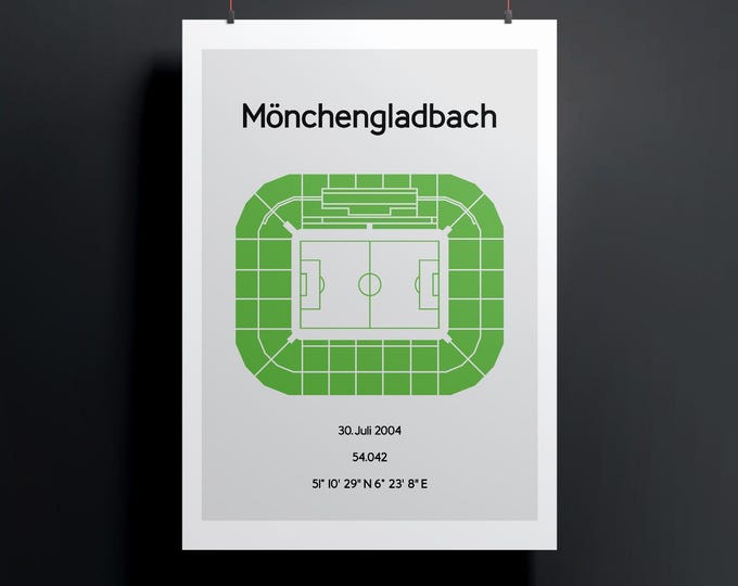 Minimalist illustration of a football stadium, poster design for home and office, Mönchengladbach