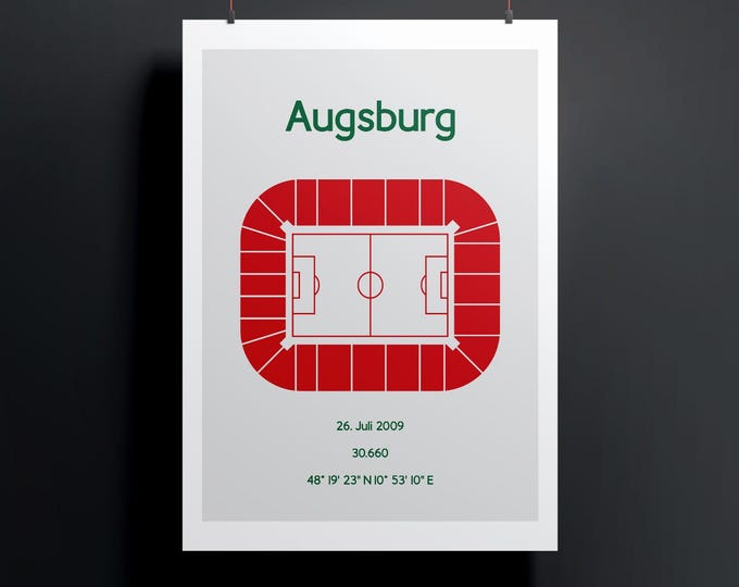 Minimalist illustration of a football stadium, poster design for home and office, Augsburg