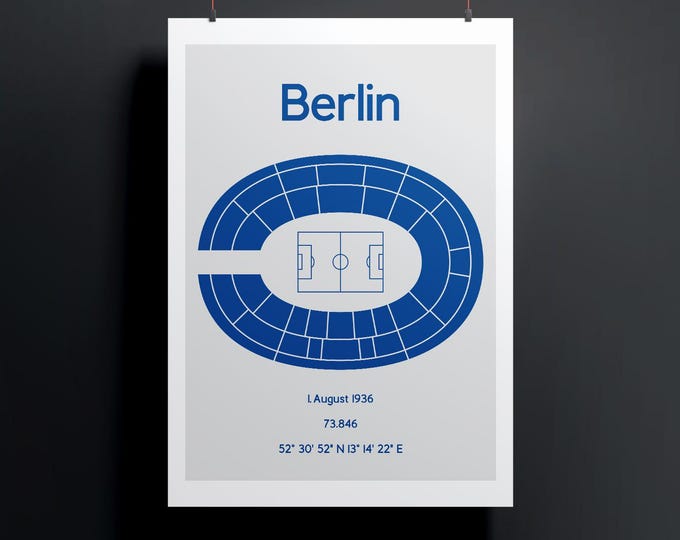 Minimalistic illustrated football stadium, poster design for home and office, Berlin, Berlin Olympic Stadium