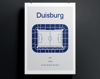 Minimalistic illustrated football stadium, poster design for home and office, Duisburg