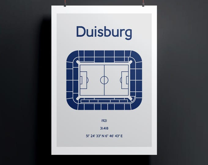 Minimalistic illustrated football stadium, poster design for home and office, Duisburg, MSV-Arena