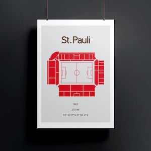 Minimalistisch illustriertes Fußballstadion, Poster Design für Wohnung und Office, Hamburg, Millerntor, Pauli