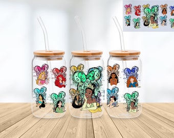 Princess 16 Oz Libbey Glass Can Wrap Png Sublimation Digital Instant Download, Cartoon Libbey Png, Glass Cup, Coffee Cup, Glass Jar