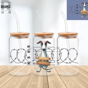 Greyhound Dog 16 Oz Libbey Glass Can Wrap Png Sublimation Digital Instant Download, Cartoon Libbey Png, Glass Cup, Coffee Cup, Glass Jar