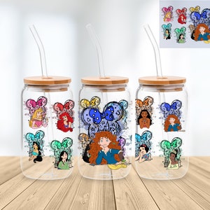 Princess 16 Oz Libbey Glass Can Wrap Png Sublimation Digital Instant Download, Cartoon Libbey Png, Glass Cup, Coffee Cup, Glass Jar
