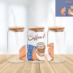 16 Oz Libbey Glass Can Wrap Png Sublimation Digital Instant Download, Cartoon Libbey Png, Glass Cup, Coffee Cup, Glass Jar