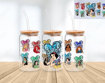 Princess 16 Oz Libbey Glass Can Wrap Png Sublimation Digital Instant Download, Cartoon Libbey Png, Glass Cup, Coffee Cup, Glass Jar
