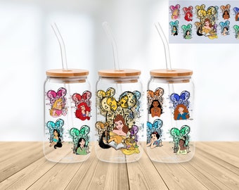 Princess 16 Oz Libbey Glass Can Wrap Png Sublimation Digital Instant Download, Cartoon Libbey Png, Glass Cup, Coffee Cup, Glass Jar