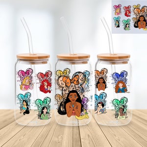 Princess 16 Oz Libbey Glass Can Wrap Png Sublimation Digital Instant Download, Cartoon Libbey Png, Glass Cup, Coffee Cup, Glass Jar
